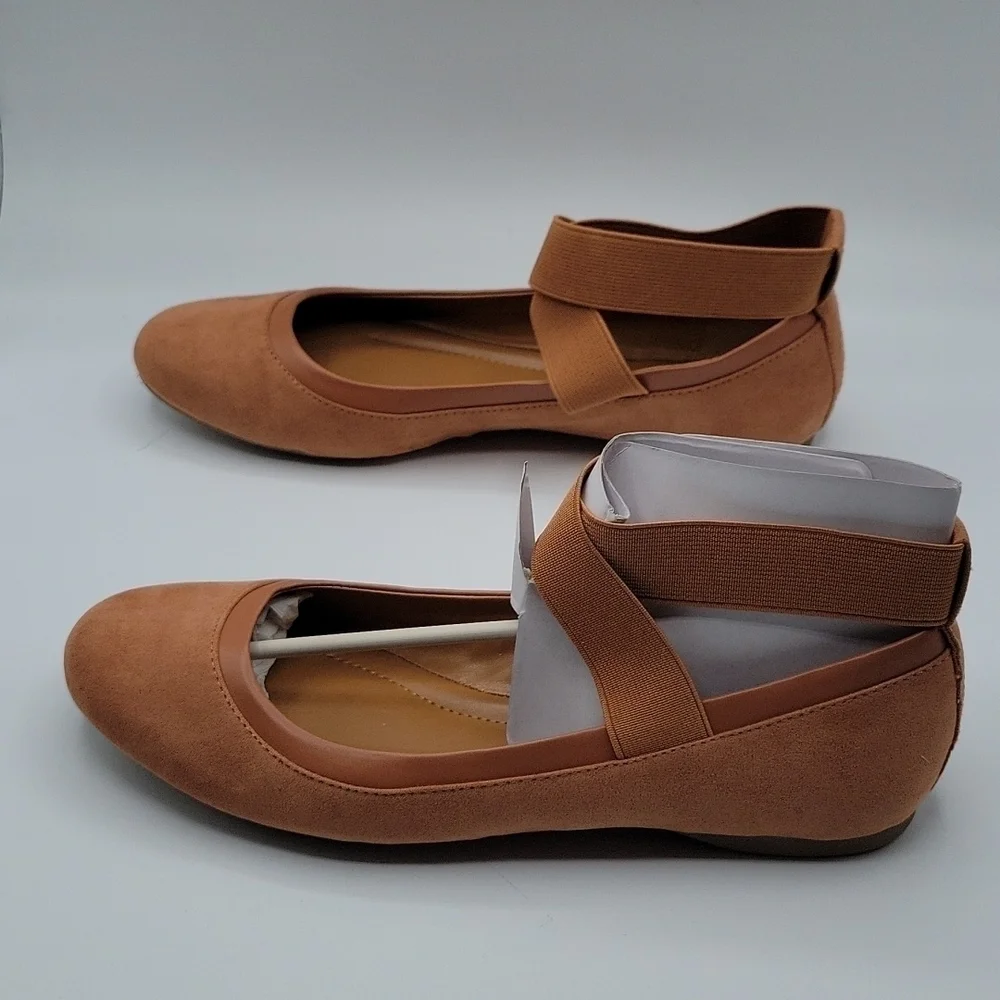 Style & Company BEAAF Ballet Flats crisscross Ankle Strap Shoes Spice 6.5